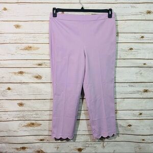 Talbots Women's Chatman Crop Slim leg Ankle Lilac Side Zip Scalloped Hem Pants